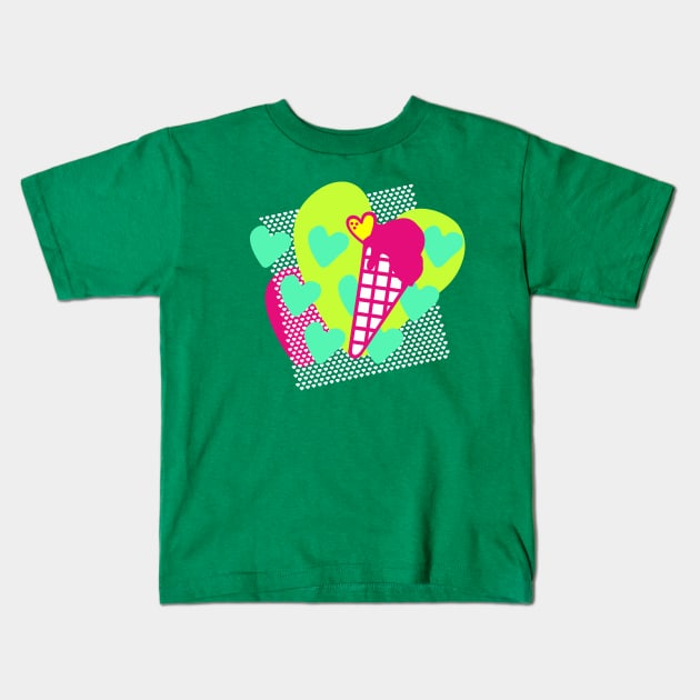 Summer Vacation Icecream - Neon Kids T-Shirt by XOOXOO